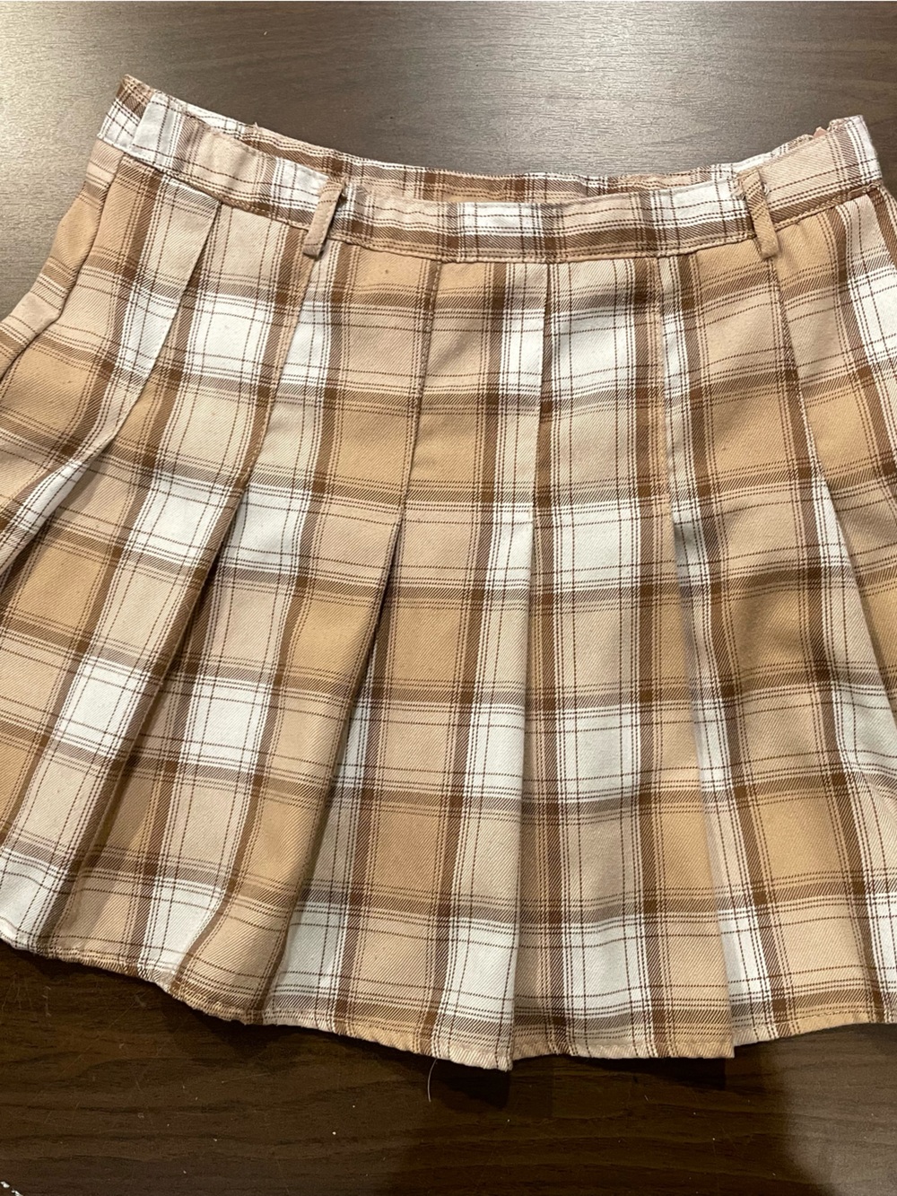 Y2K Tan Plaid Mini Skirt